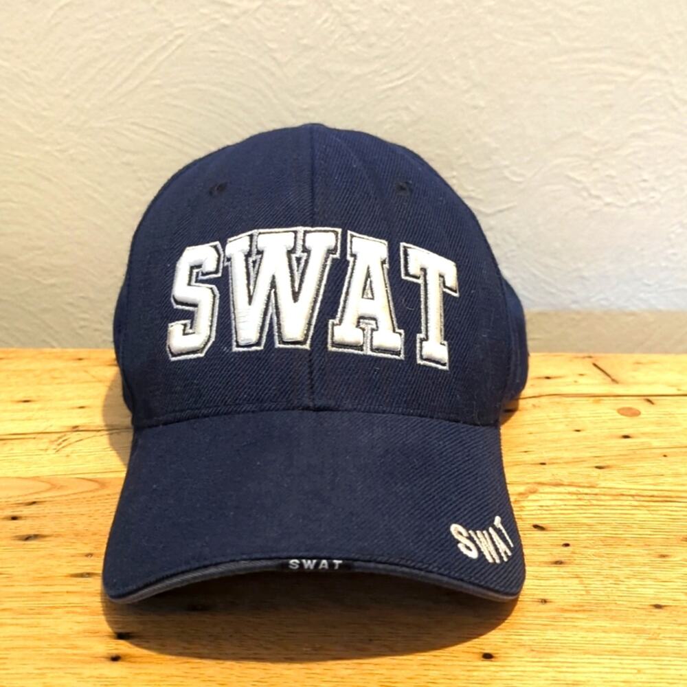 Rapid Dominance Navy and White Embroidered SWAT Adjustable Velcro Cap
